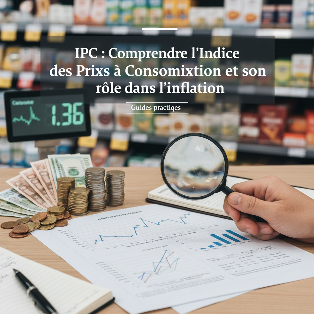 Graphique montrant l'évolution de l'Indice des Prix à la Consommation (IPC) avec des flèches indiquant une hausse.